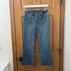 Frye Vintage Boho Wide-Leg Jeans with Patch Pockets and a Raw Hem